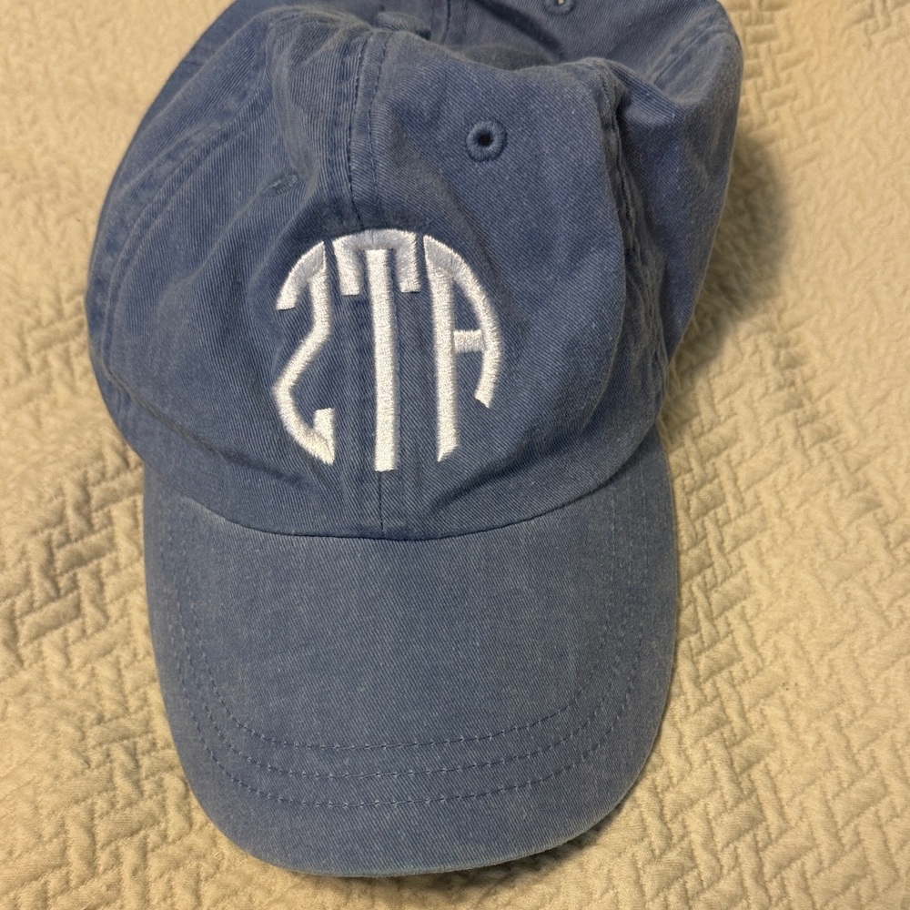 Blue Baseball Cap with White Embroidery